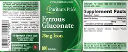 Label for Ferrous Gluconate 28 mg Iron