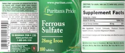 Label for Ferrous Sulfate