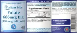 Label for Folate 666 mcg DFE