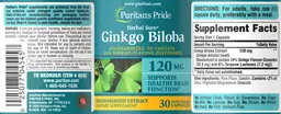 Label for Ginkgo Biloba 120 mg