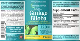 Label for Ginkgo Biloba 120 mg