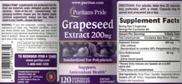 Label for Grapeseed Extract 200 mg