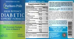 Label for High Potency Diabetic Support Formula
