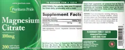 Label for Magnesium Citrate 100 mg