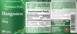 Label for Manganese 50 mg