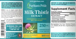 Label for Milk Thistle Extract 250 mg