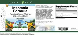 Label for Insomnia Formula Powder