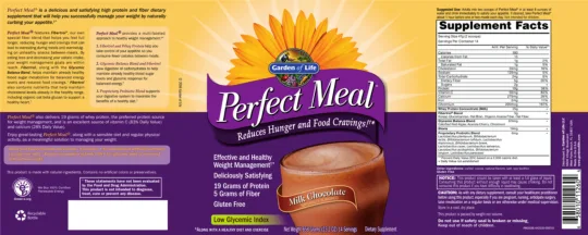 Label for Perfect Meal Milk Chocolate
