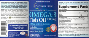 Label for Omega-3 Fish Oil 1000 mg