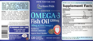Label for Omega-3 Fish Oil 1200 mg