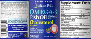Label for Omega-3 Fish Oil 1000 mg plus Cholesterol Support