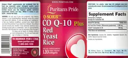 Label for Q-Sorb Co Q-10 plus Red Yeast Rice
