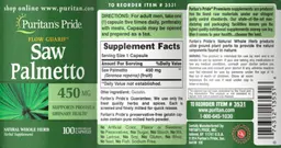 Label for Saw Palmetto 450 mg