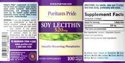 Label for Soy Lecithin 520 mg