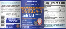 Label for Triple Strength Omega-3 Fish Oil 1400 mg