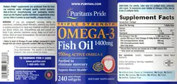 Label for Triple Strength Omega-3 Fish Oil 1400 mg