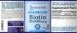 Label for Ultra Mega Biotin 10,000 mcg