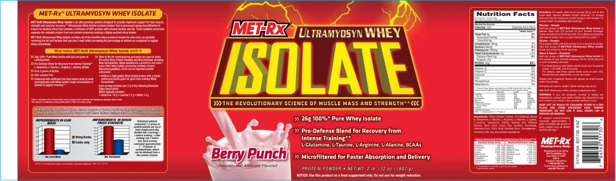 Label for Ultramyosyn Whey Isolate Berry Punch