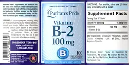Label for Vitamin B-2 100 mg
