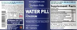 Label for Water Pill with Potassium
