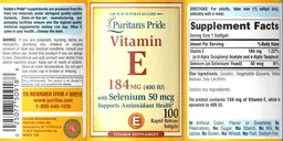 Label for Vitamin E 184 mg (400 IU)
