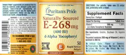 Label for Naturally Sourced E-268 mg (400 IU)