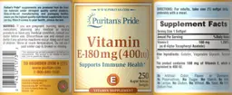 Label for Vitamin E-180 mg (400 IU)