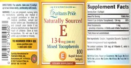 Label for Naturally Sourced E 134 mg (200 IU)