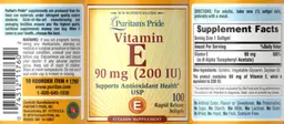 Label for Vitamin E 90 mg (200 IU)