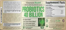 Label for Probiotics 40 Billion