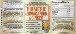Label for Turmeric Ashwagandha & Ginger