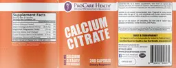 Label for Calcium Citrate 450 mg