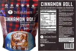 Label for Calcium Chews 500 mg Cinnamon Roll