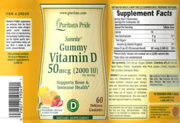 Label for Sunvite Gummy Vitamin D 50 mcg (2000 IU)