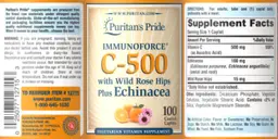Label for C-500 with Wild Rose Hips Plus Echinacea