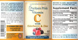 Label for Vitamin C with Elderberry & Zinc Sweet & Tangy Berry Flavor