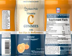 Label for Vitamin C Gummies with Rose Hips & Bioflavonoids Orange Flavored