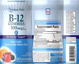 Label for B-12 Gummies 500 mcg