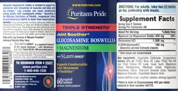 Label for Triple Strength Joint Soother Glucosamine Boswellia + Magnesium