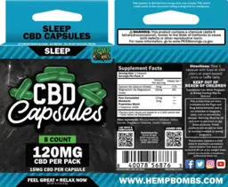Label for CBD Capsules Sleep 15 mg