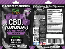 Label for CBD Gummies with Elderberry Extract 15 mg