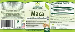 Label for Maca 950 mg