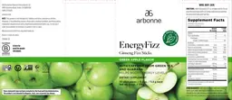 Label for EnergyFizz Green Apple Flavor