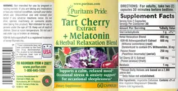 Label for Tart Cherry Extract + Melatonin & Herbal Relaxation Blend