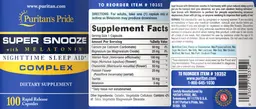 Label for Super Snooze with Melatonin