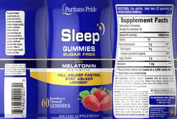 Label for Sleep Gummies Strawberry Flavored