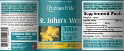 Label for St. John's Wort 300 mg