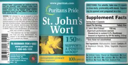 Label for St. John's Wort 150 mg