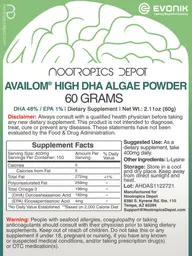 Label for Availom High DHA Algae Powder