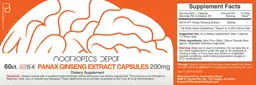 Label for GS15-4 Panax Ginseng Extract Capsules 200 mg